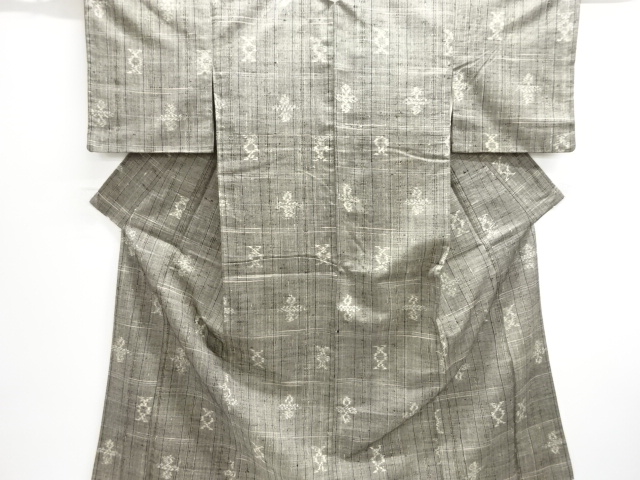 JAPANESE KIMONO / ANTIQUE KIMONO / SILK / MAWATA TSUMUGI / WOVEN KASURI PATTERN
